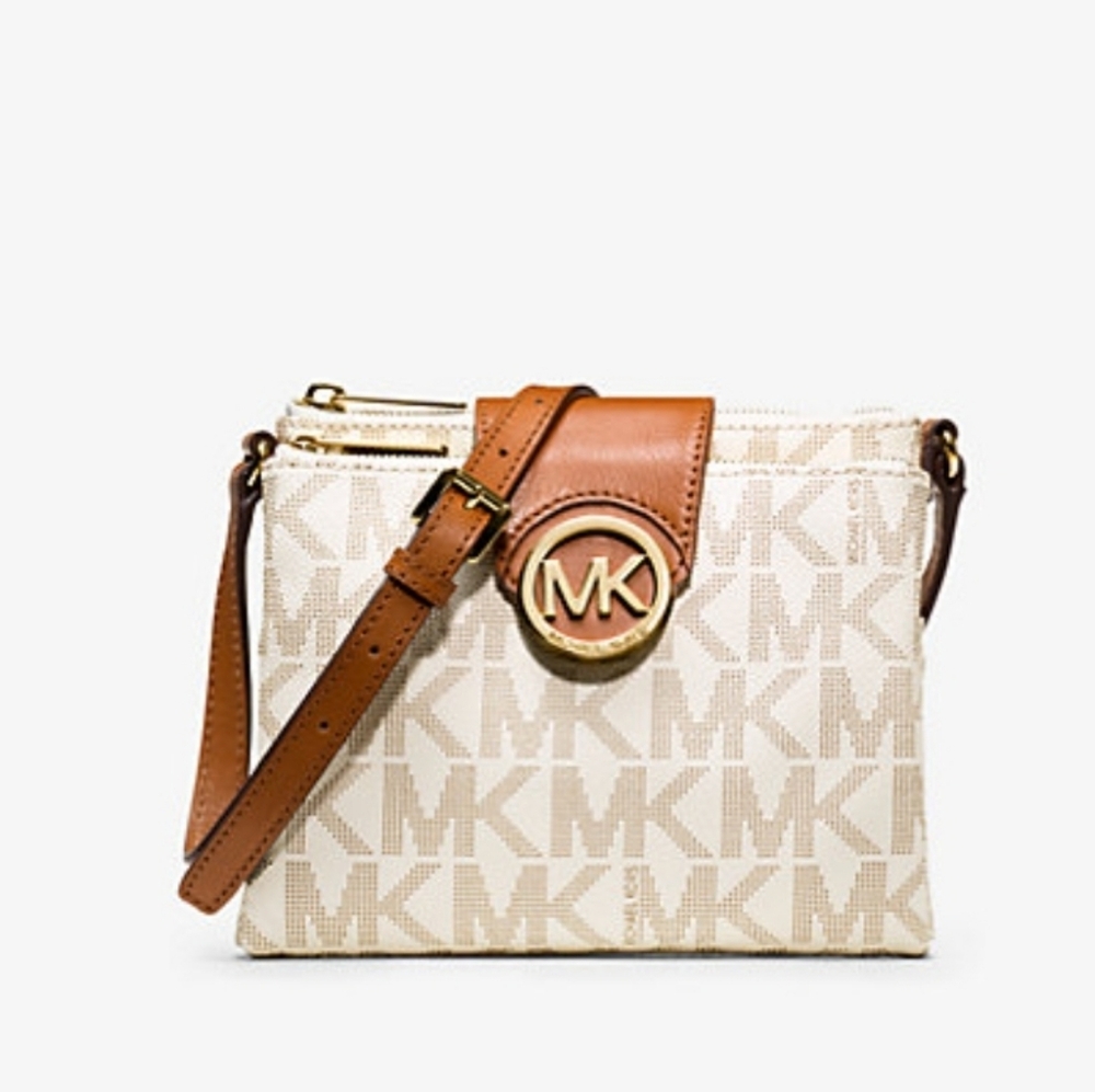 Michael Kors Cream and Tan Crossbody Bag